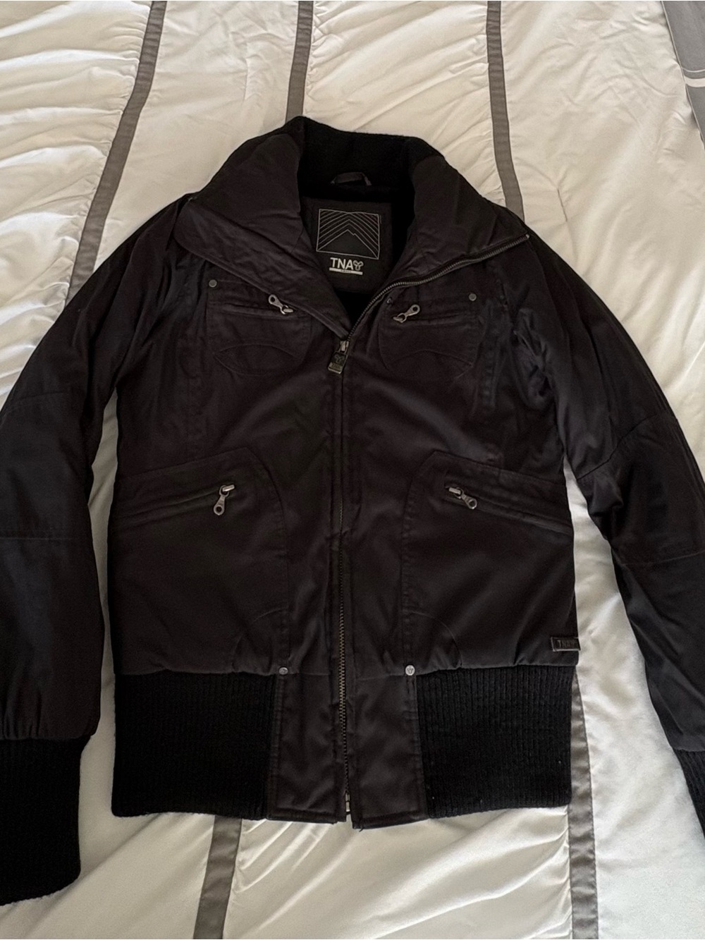 TNA Black Fur Lined Bomber Jacket